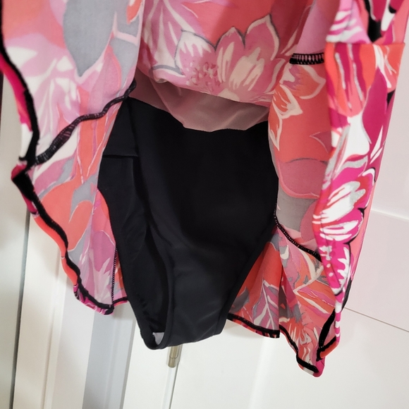 Swimdress Swimsuit Croft And Barrow Tropicana Bow Dress Floral Metallic Print - Picture 8 of 12